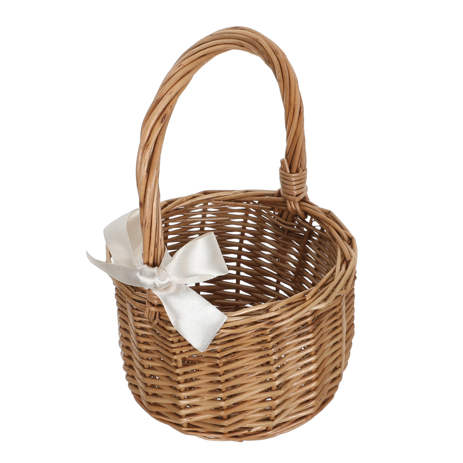 Wedding Hampers - Handwoven Wicker Flower Basket with Handle