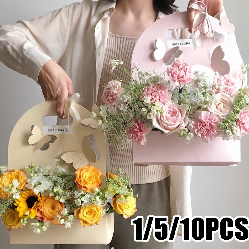 Wedding Hampers - 1/5/10Pcs Butterfly Flower Box Hand Flower