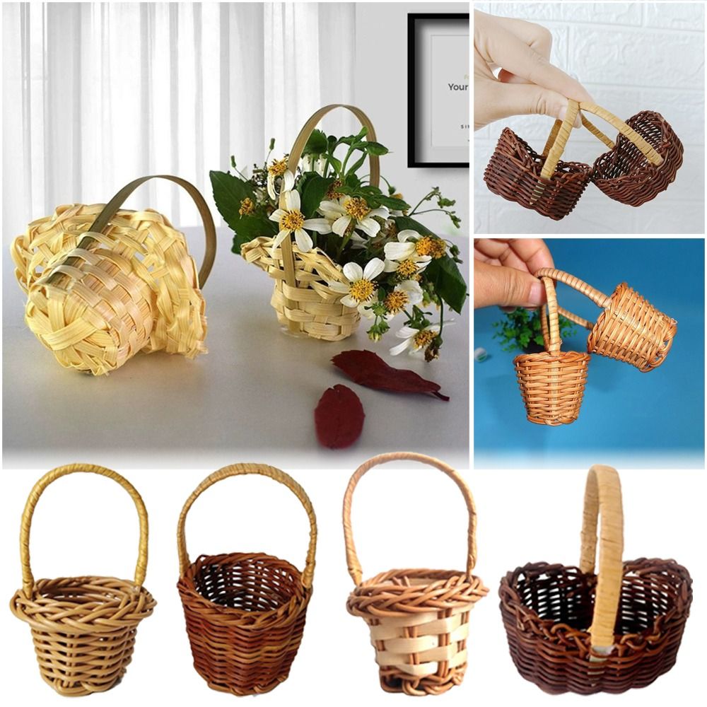 Wedding Hampers - Mini Braid Flower Baskets with Handle