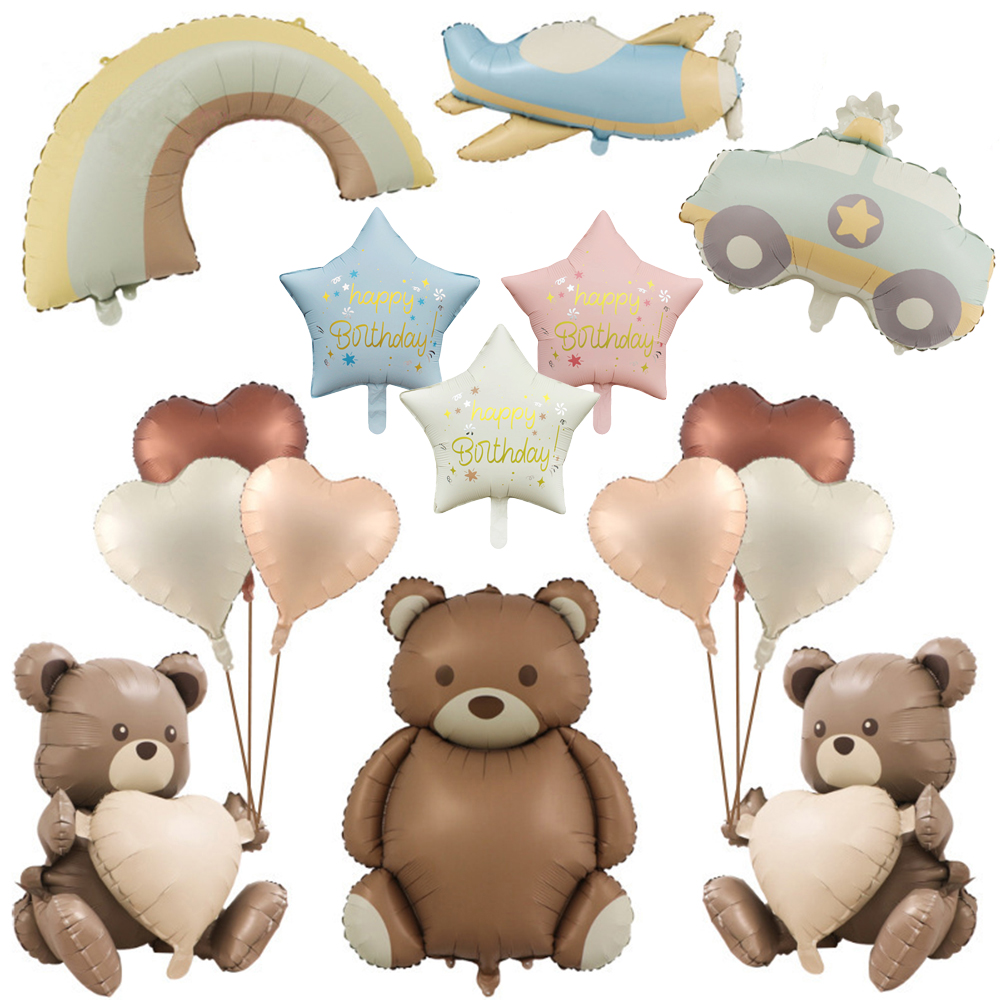 Confetti Balloon Set - Big Matte Brown Bear Foil Balloons