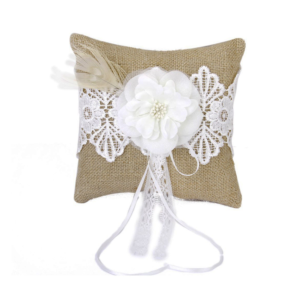 20x20cm Jute Wedding Ring Pill - огляд і ціна Ring Bearer Pillow