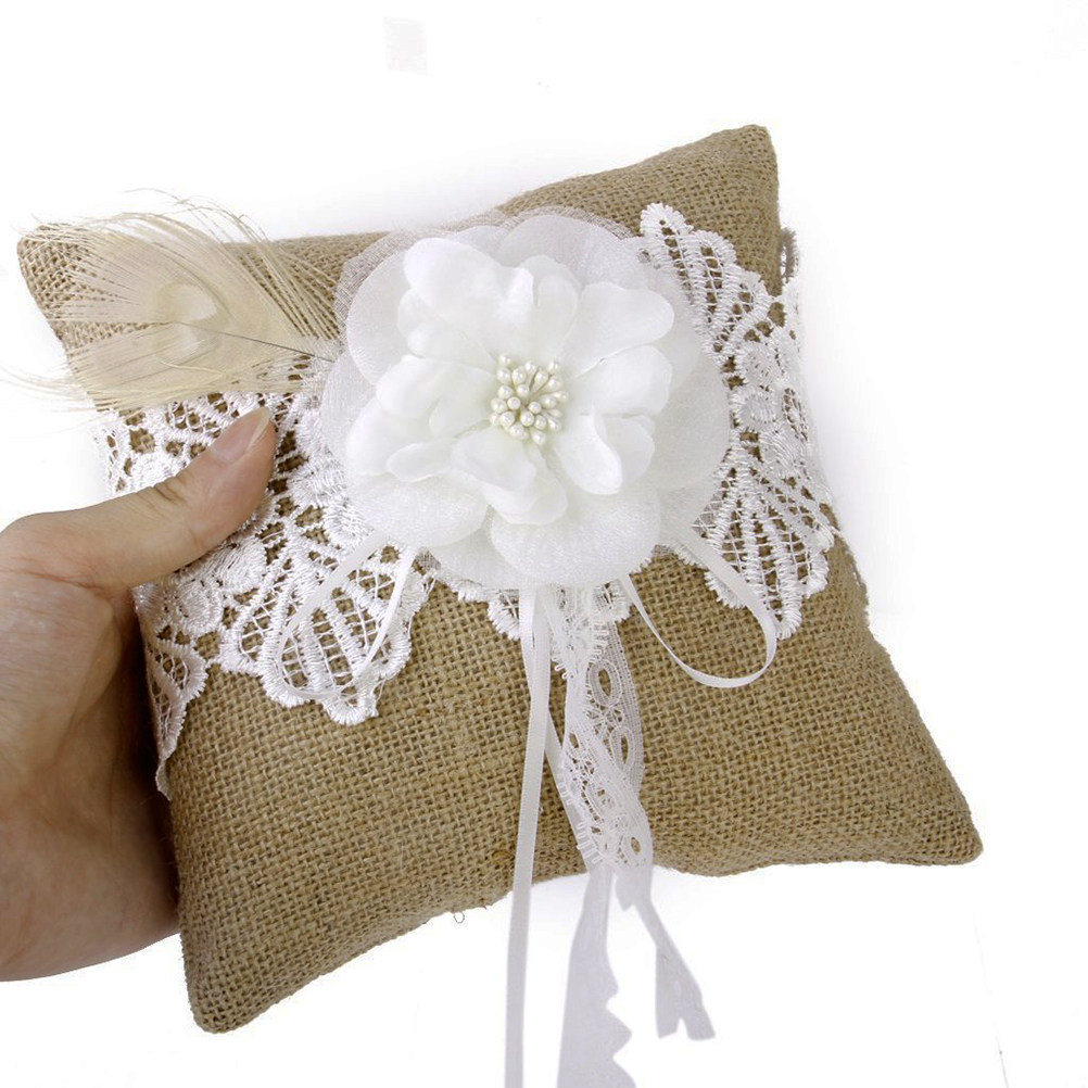 20x20cm Jute Wedding Ring Pill - огляд і ціна Ring Bearer Pillow