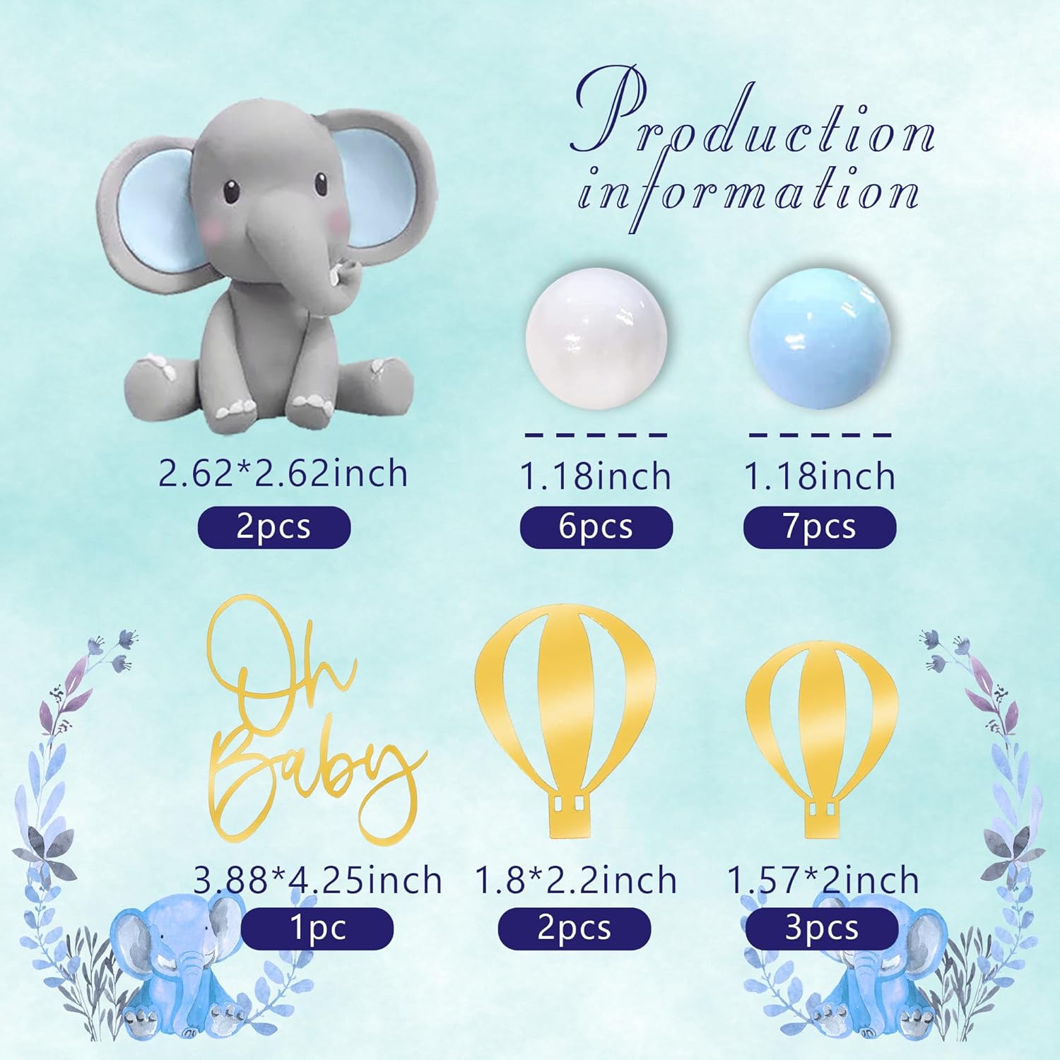 Elephant Cake Decoration Baby  - огляд і ціна Confetti Balloon Set