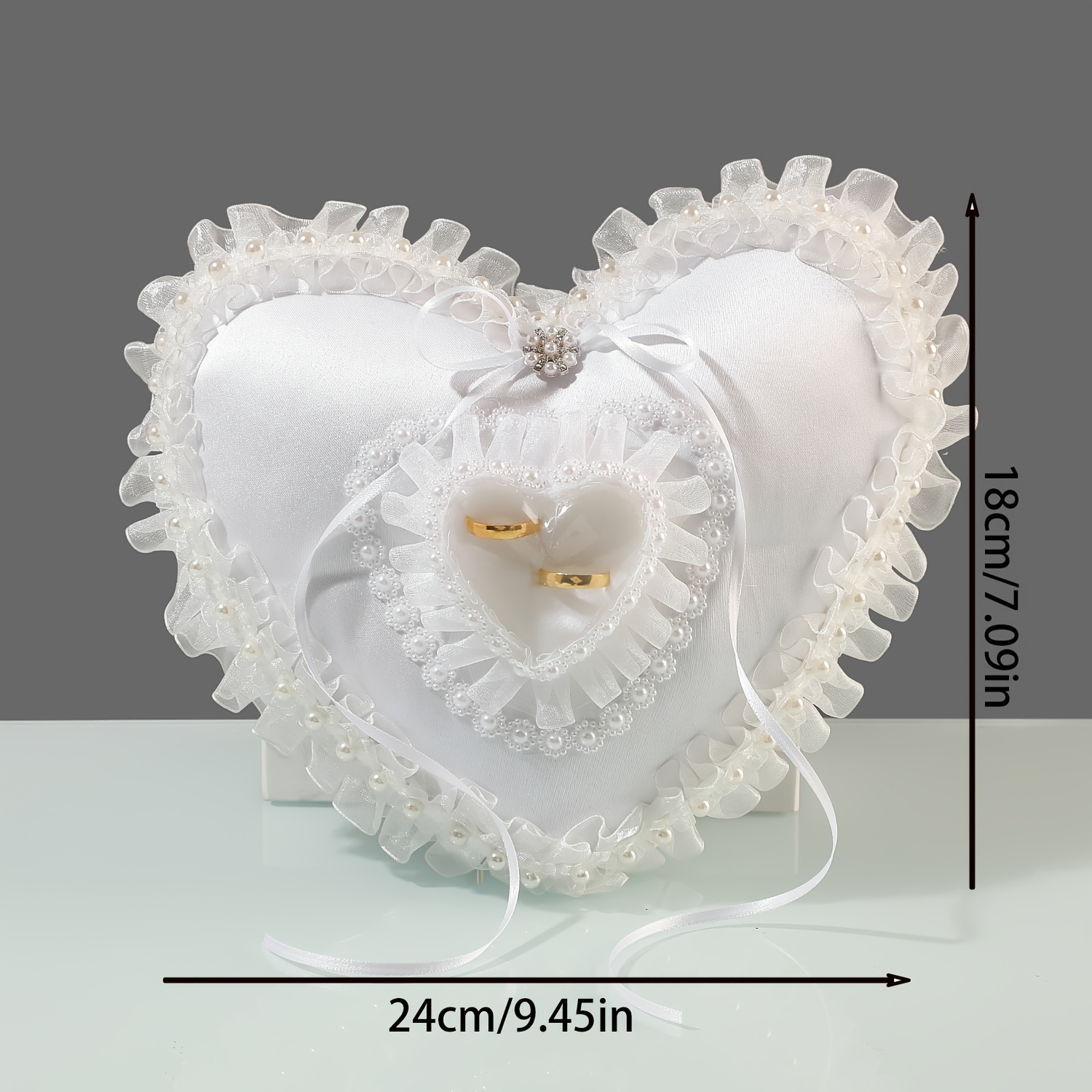 White Heart Shaped Wedding Rin - огляд і ціна Ring Bearer Pillow