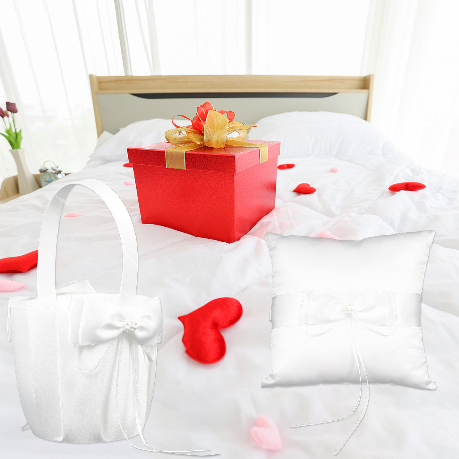 2Pcs White Lace Wedding Ring B - огляд і ціна Ring Bearer Pillow