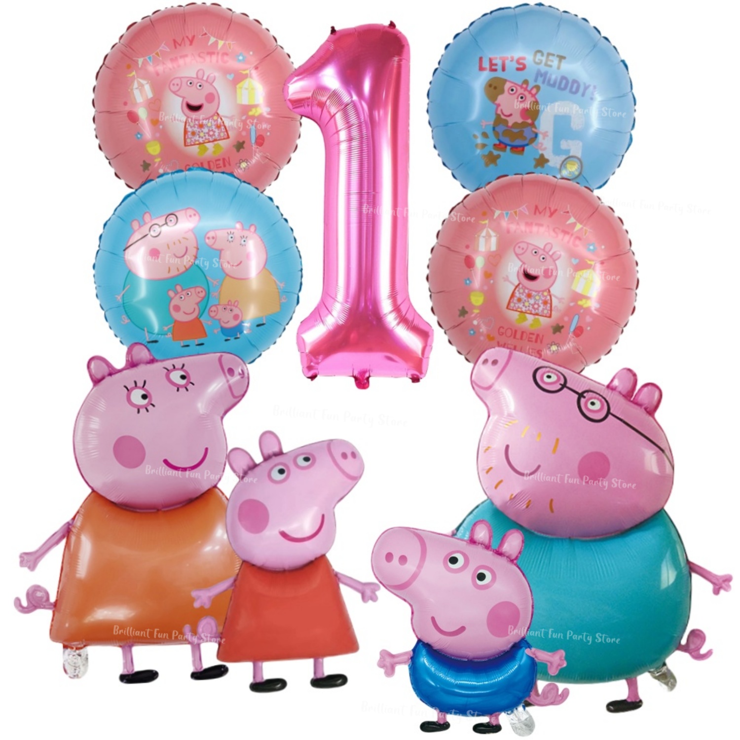 9pcs Peppa Pig Foil Balloon Se - огляд і ціна Confetti Balloon Set