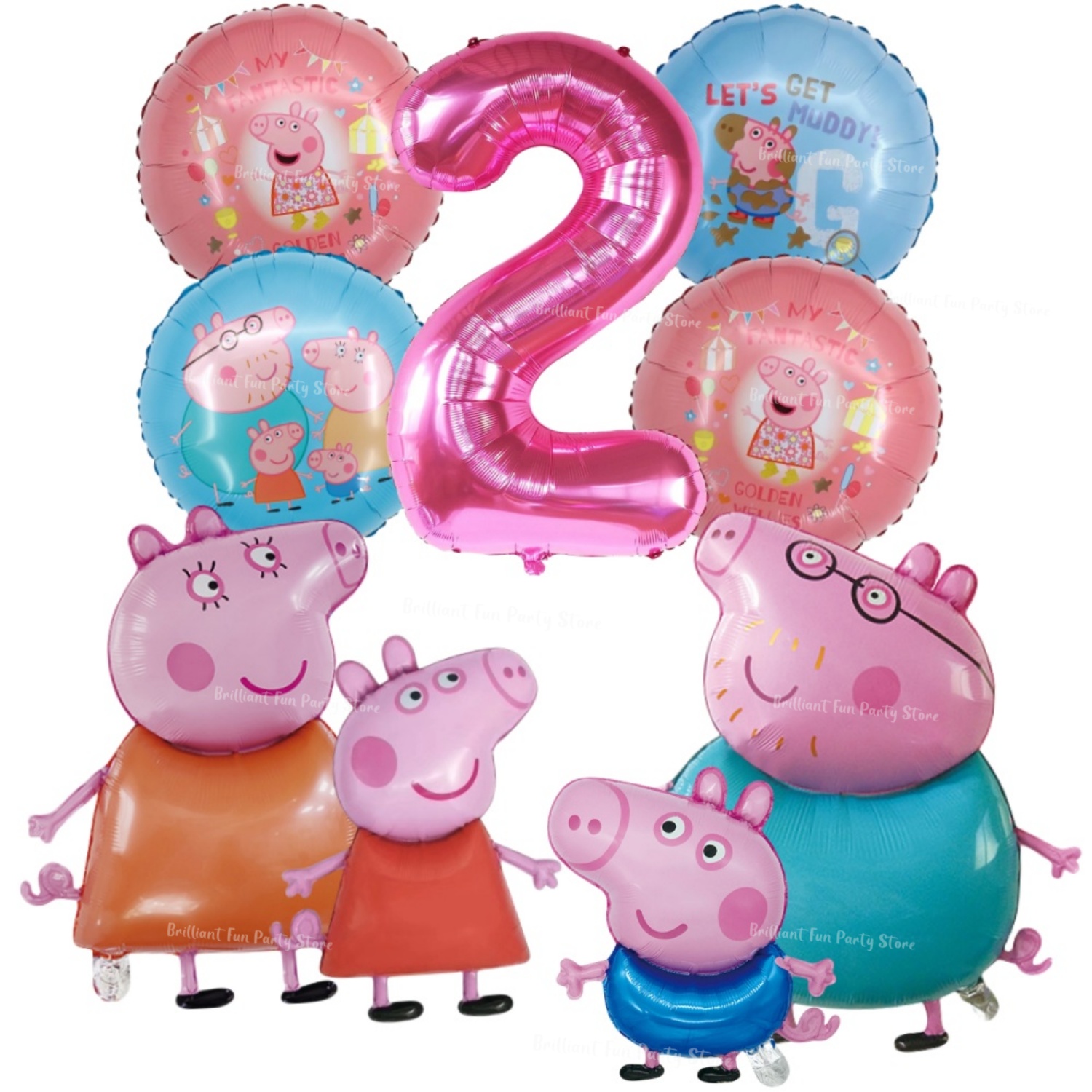 9pcs Peppa Pig Foil Balloon Se - огляд і ціна Confetti Balloon Set