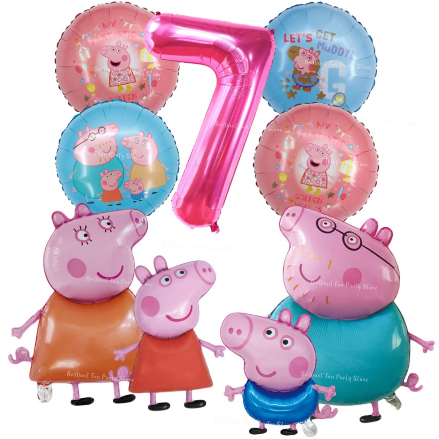 9pcs Peppa Pig Foil Balloon Se - огляд і ціна Confetti Balloon Set